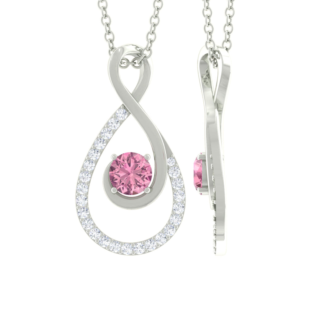 Pink Tourmaline Necklace – Diamond Infinity Pendant With Prong Setting Jewelry