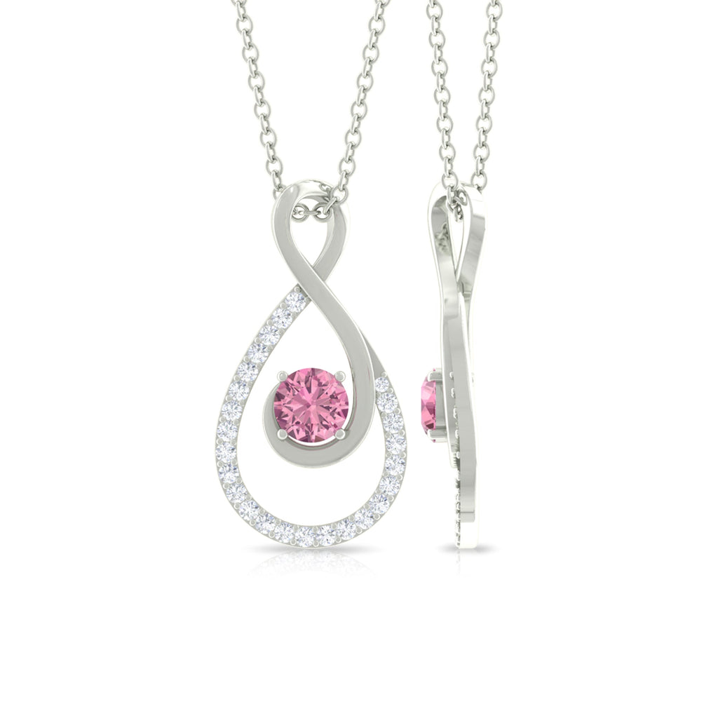 Pink Tourmaline Necklace – Diamond Infinity Pendant With Prong Setting Jewelry