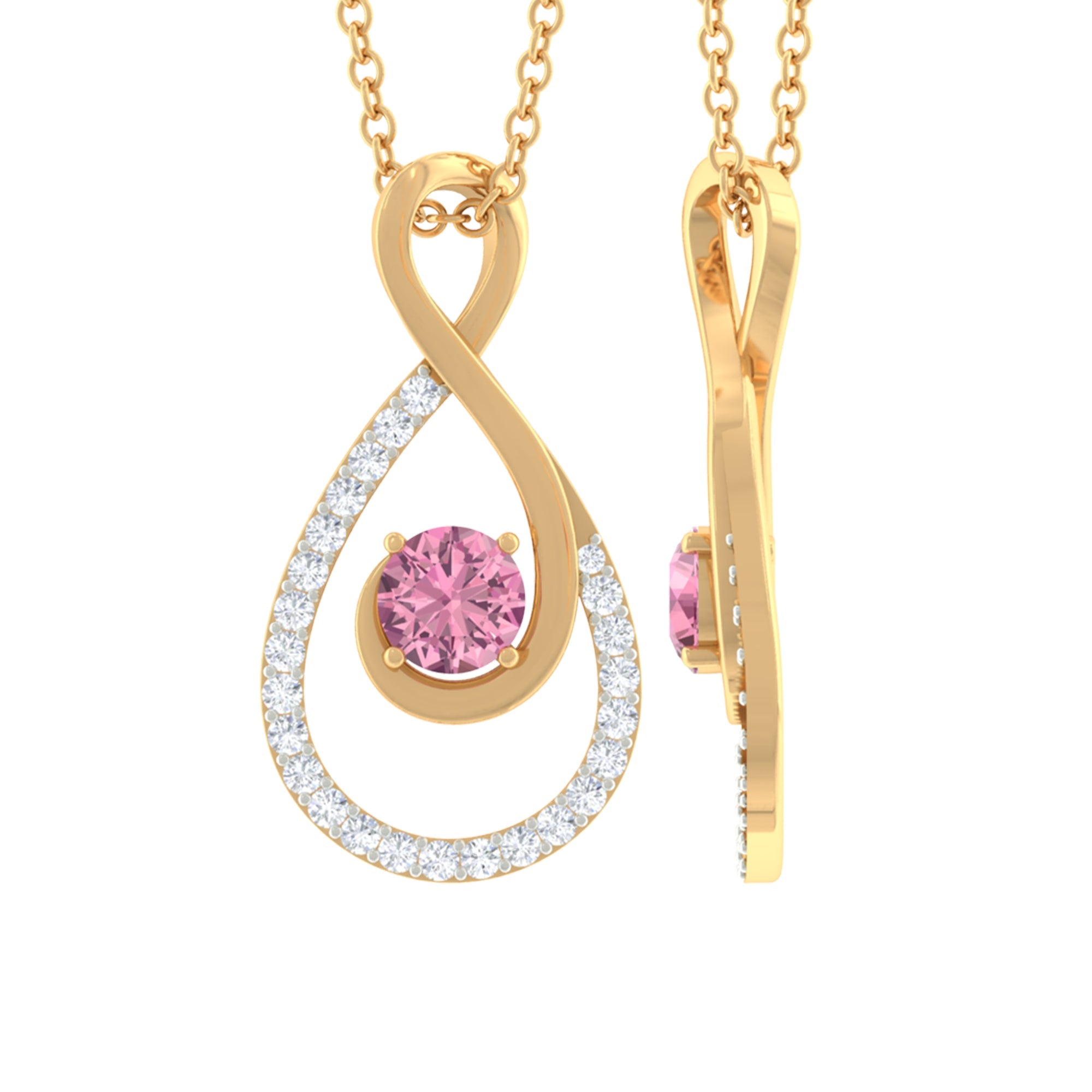 Pink Tourmaline Necklace – Diamond Infinity Pendant With Prong Setting Jewelry