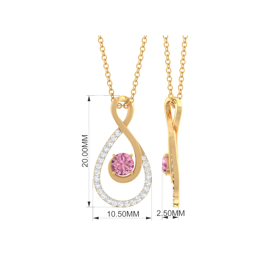 Pink Tourmaline Necklace – Diamond Infinity Pendant With Prong Setting Jewelry