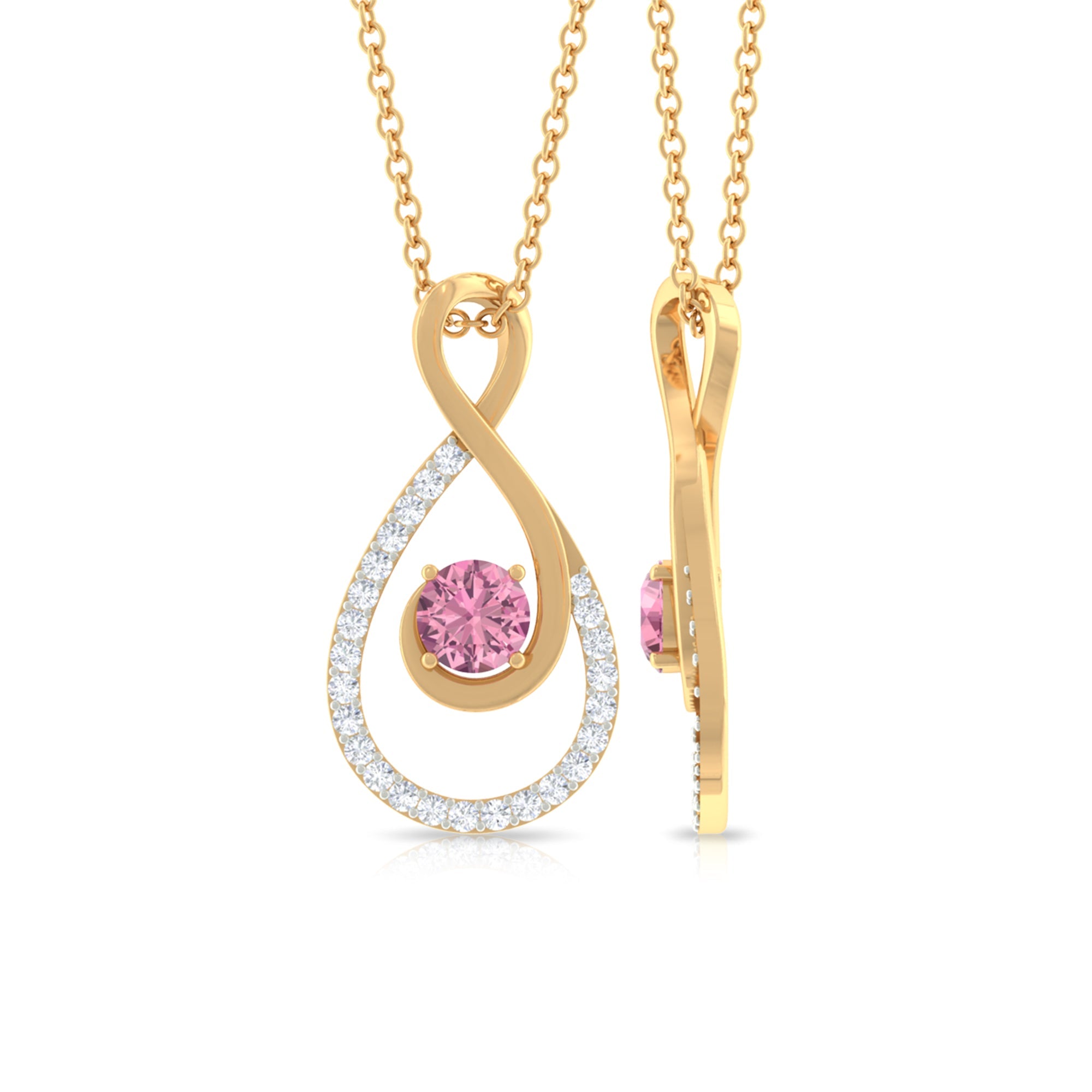 Pink Tourmaline Necklace – Diamond Infinity Pendant With Prong Setting Jewelry