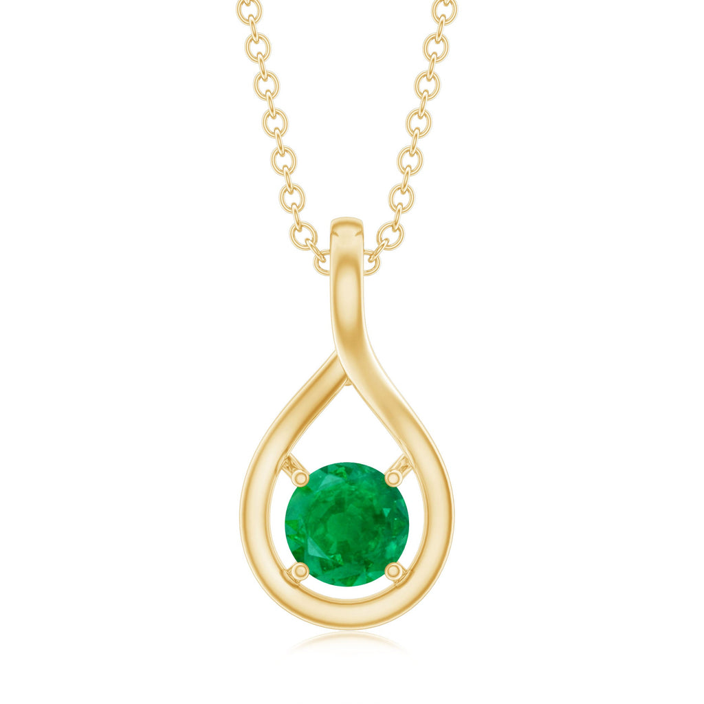 Emerald Teardrop Necklace – Solitaire Emerald Pendant With Round Cut AAA Gemstone