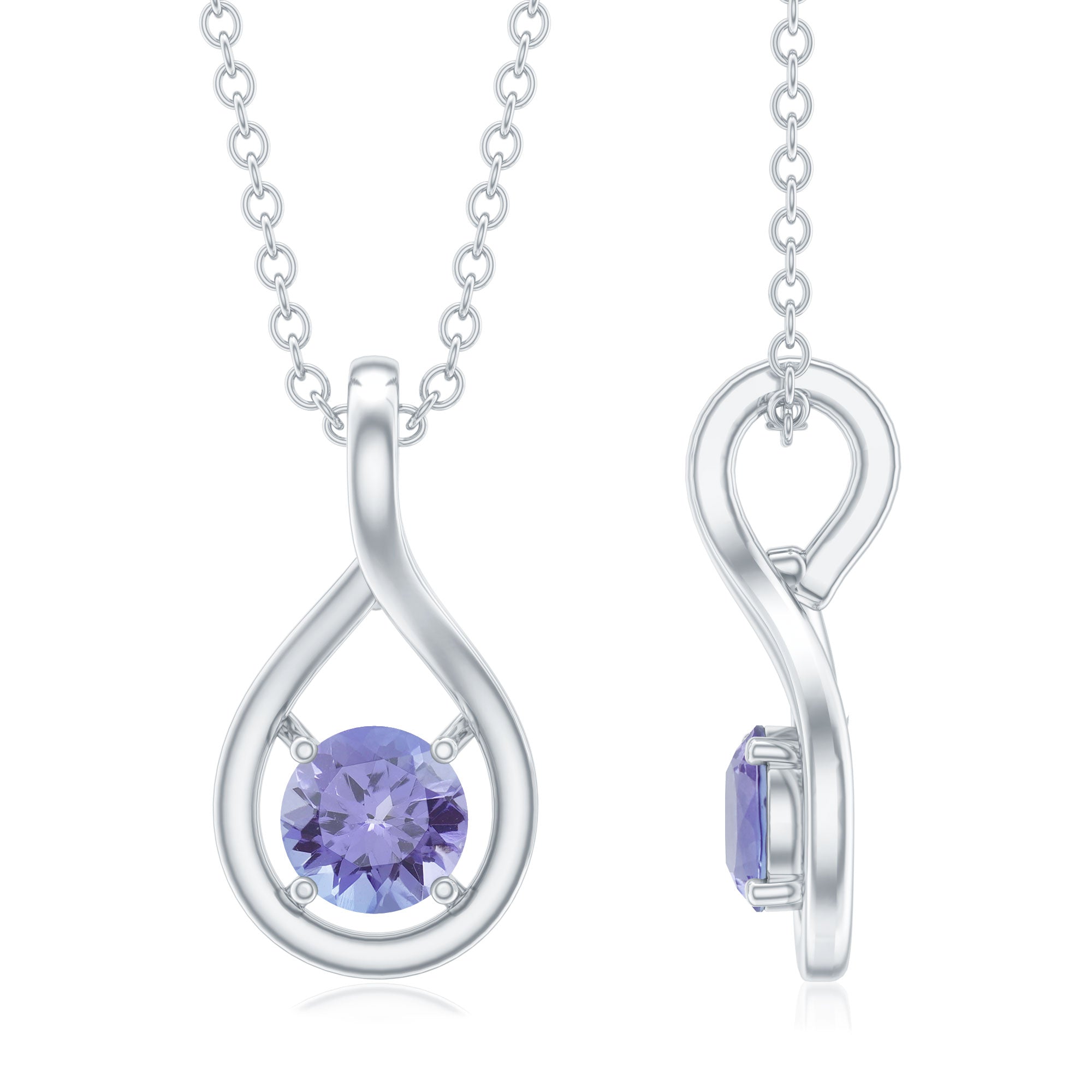 Tanzanite Teardrop Pendant - 0.5 Carat Round Cut AAA Quality Solitaire Necklace