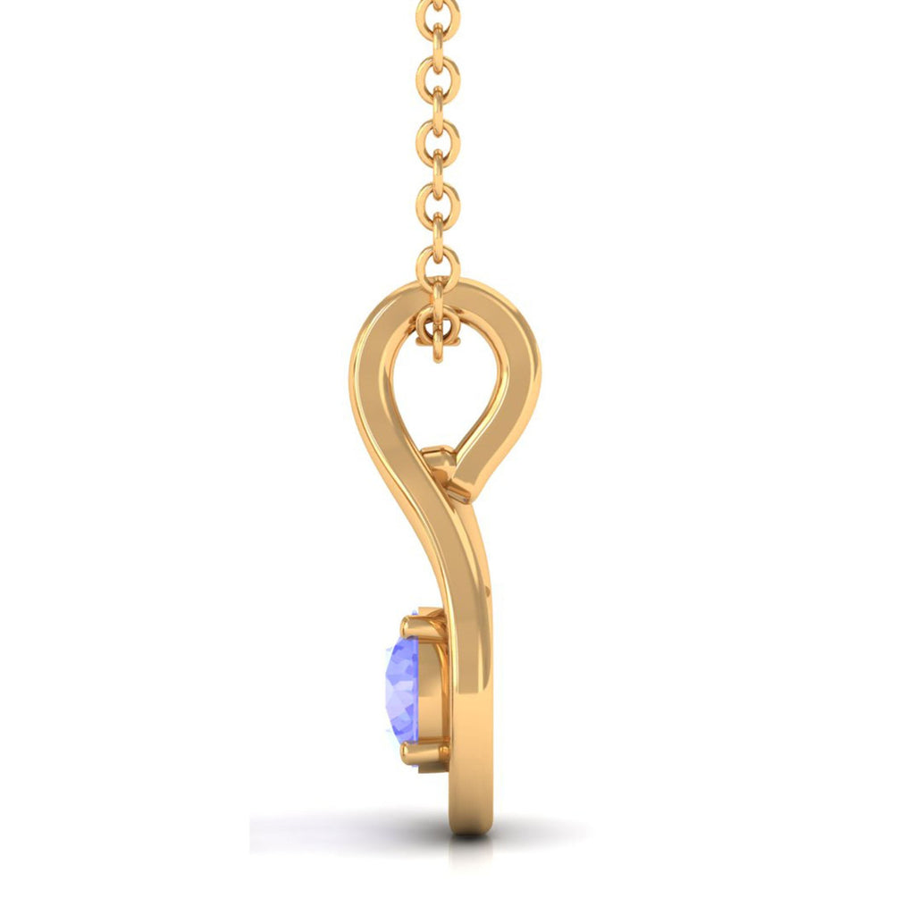 Tanzanite Teardrop Pendant - 0.5 Carat Round Cut AAA Quality Solitaire Necklace