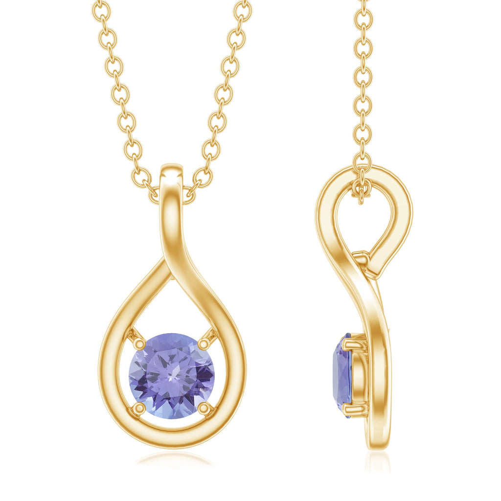 Tanzanite Teardrop Pendant - 0.5 Carat Round Cut AAA Quality Solitaire Necklace