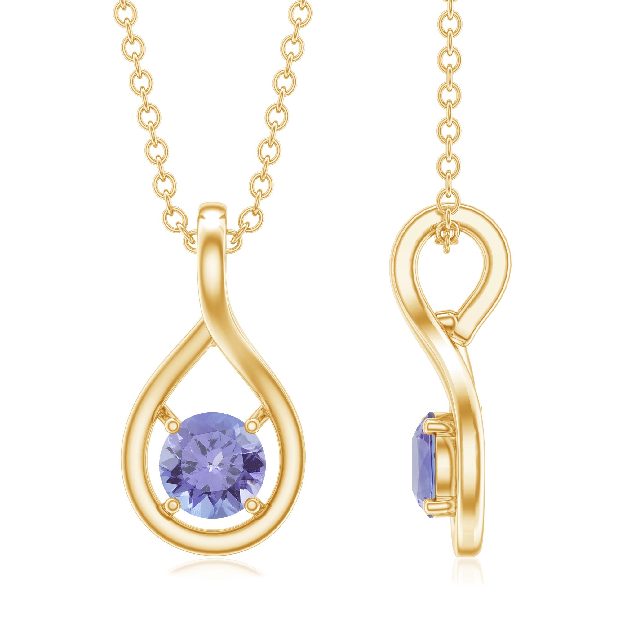 Tanzanite Teardrop Pendant - 0.5 Carat Round Cut AAA Quality Solitaire Necklace
