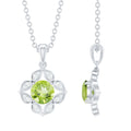 Peridot Flower Pendant - Vintage Style Necklace with AAA Quality Peridot & Diamonds