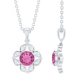 Pink Tourmaline Pendant – Vintage Style Necklace With Diamond Floral Design