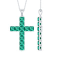 Emerald Cross Necklace – Lab Created Emerald Pendant With Adjustable Chain & AAAA Quality
