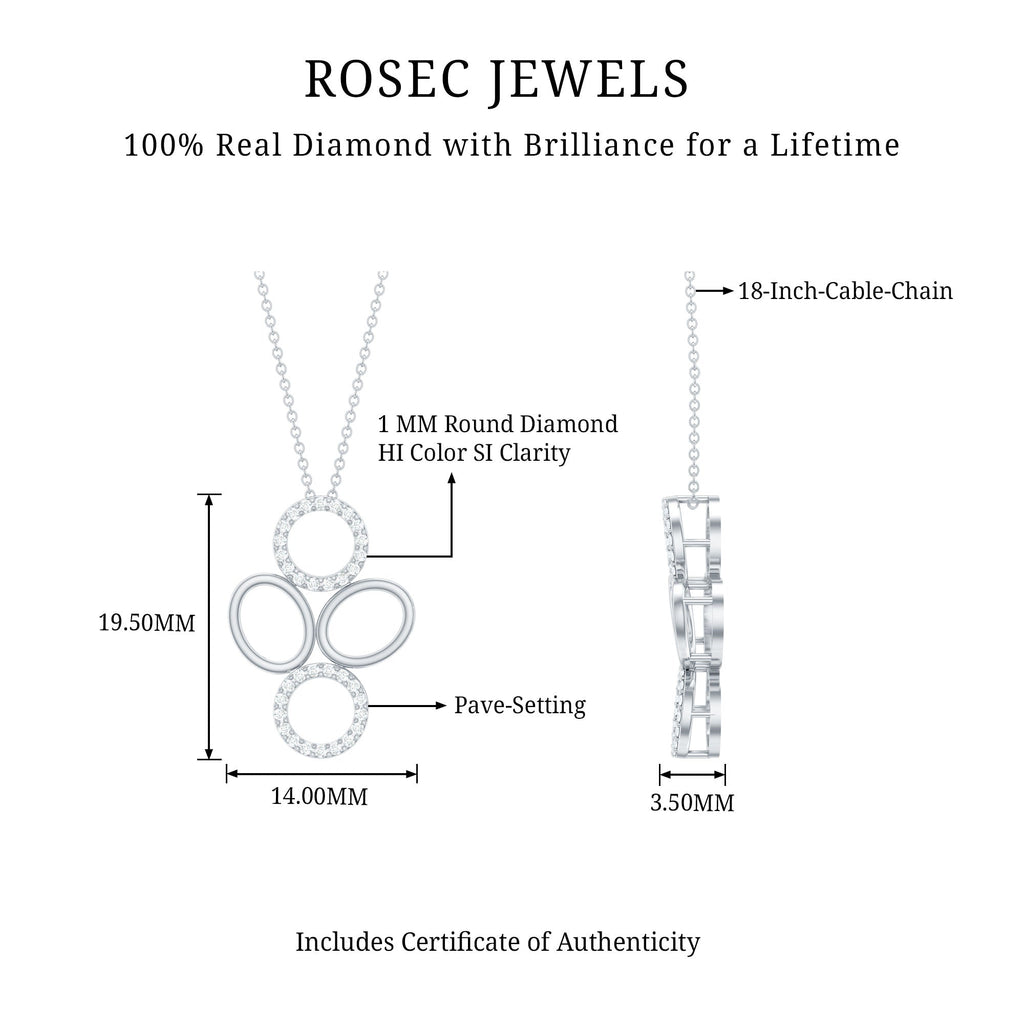 Diamond Circle Necklace – Contemporary Pave Setting Pendant With Round Cut Diamonds