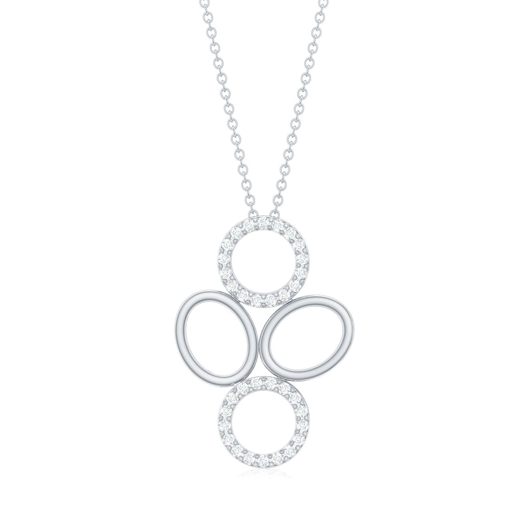 Diamond Circle Necklace – Contemporary Pave Setting Pendant With Round Cut Diamonds