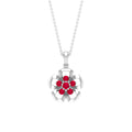 Ruby Flower Pendant - Natural Ruby Necklace With Certificate | Floral Pendant Necklace