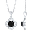 Nature Inspired Half Carat Black Onyx Pendant Necklace with Diamond