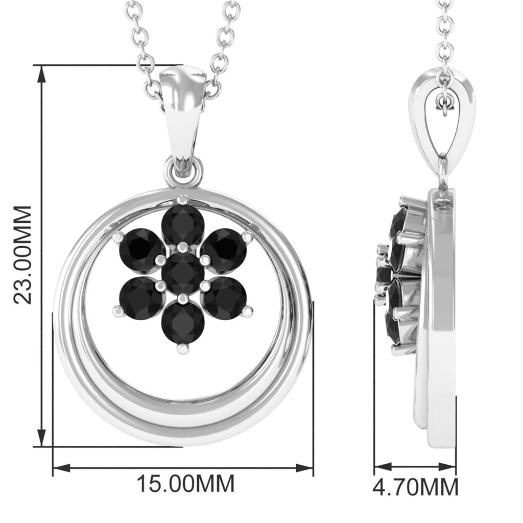 Black Spinel Pendant - Natural Flower Necklace With Certificate | Elegant Floral Jewelry