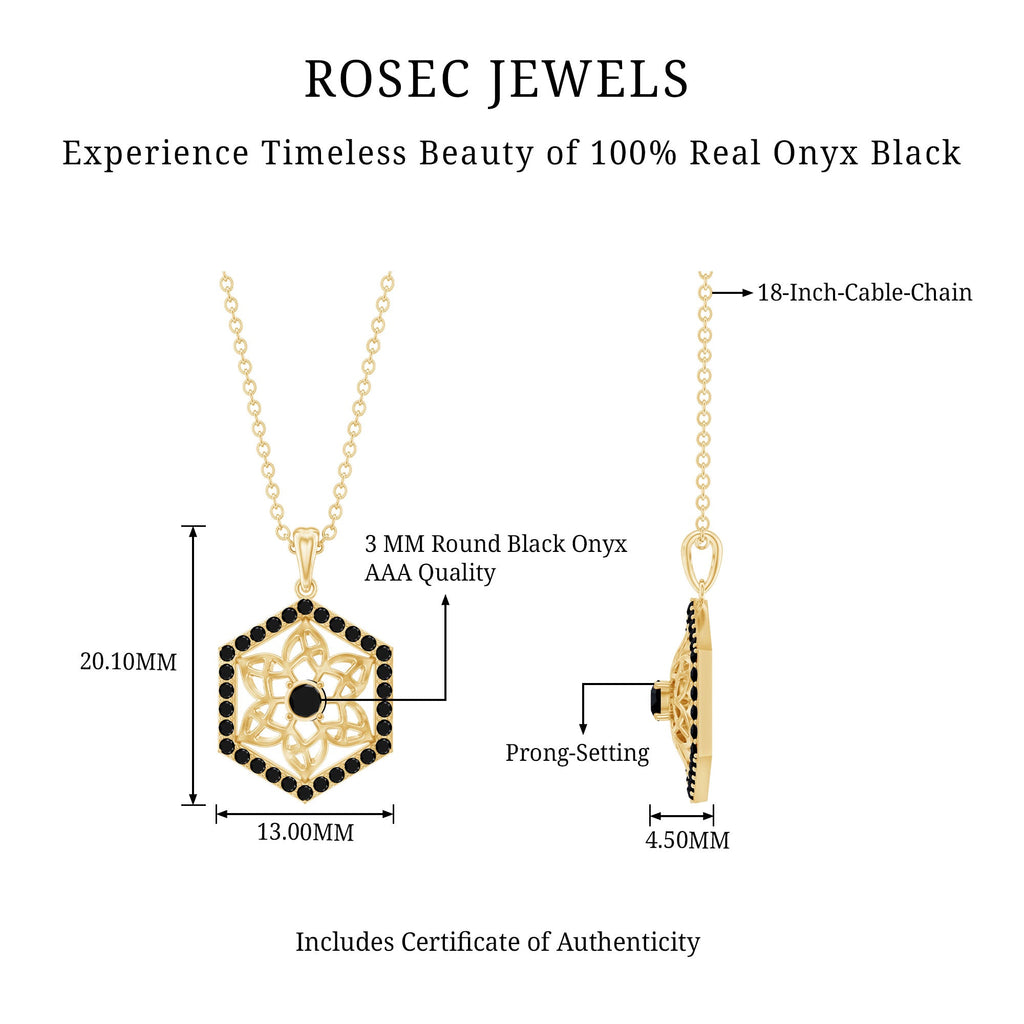 Certified Genuine Black Onyx Flower Necklace for Women