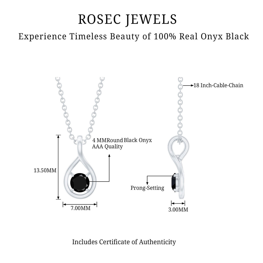 Black Onyx Pendant | Solitaire Pear Shape Teardrop Necklace With AAA Quality Stone
