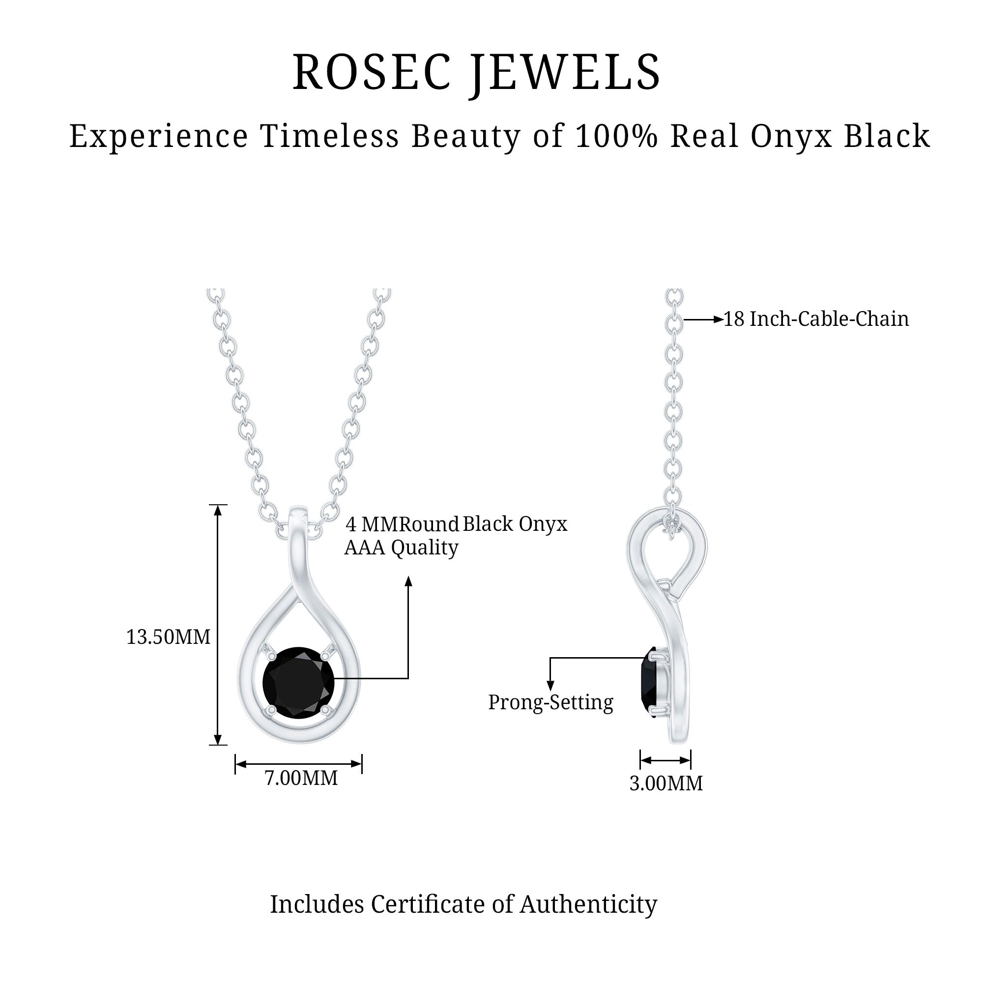 Black Onyx Pendant | Solitaire Pear Shape Teardrop Necklace With AAA Quality Stone