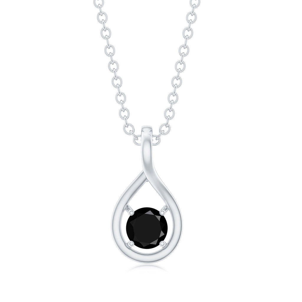 Black Onyx Pendant | Solitaire Pear Shape Teardrop Necklace With AAA Quality Stone