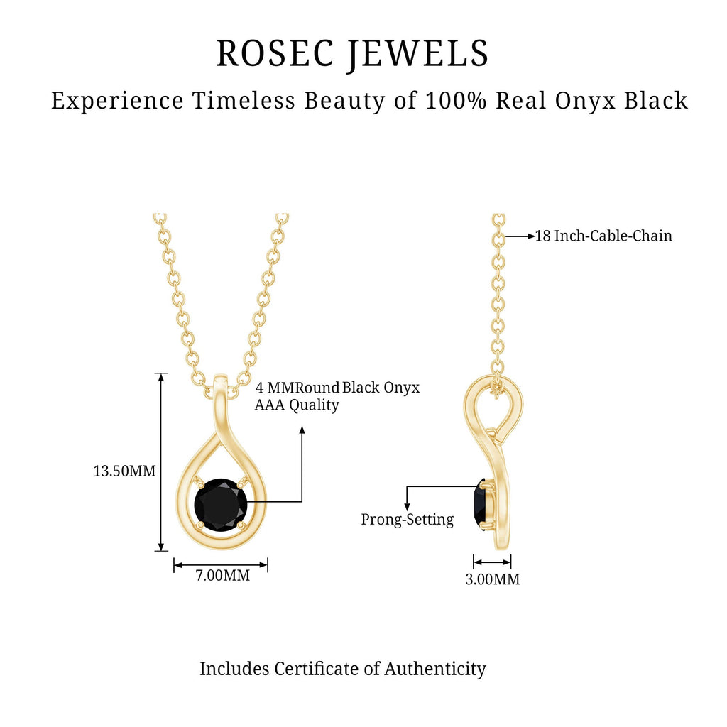 Black Onyx Pendant | Solitaire Pear Shape Teardrop Necklace With AAA Quality Stone