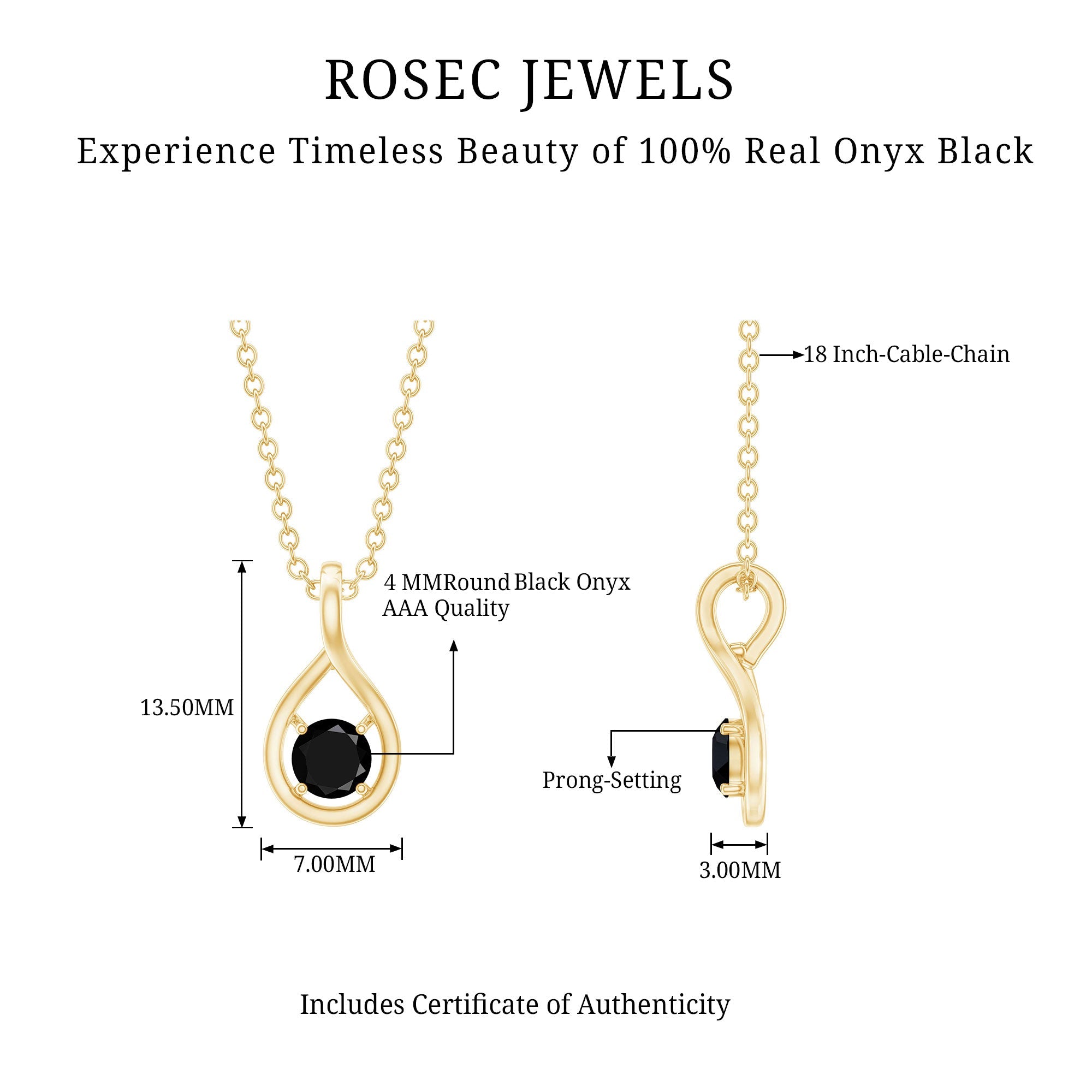 Black Onyx Pendant | Solitaire Pear Shape Teardrop Necklace With AAA Quality Stone