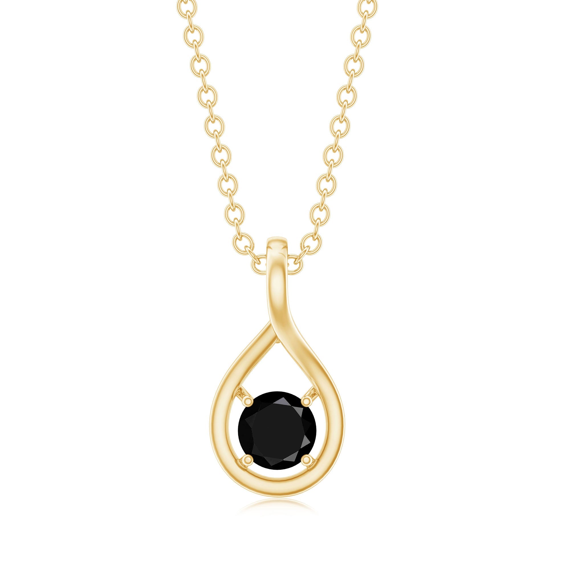 Black Onyx Pendant | Solitaire Pear Shape Teardrop Necklace With AAA Quality Stone