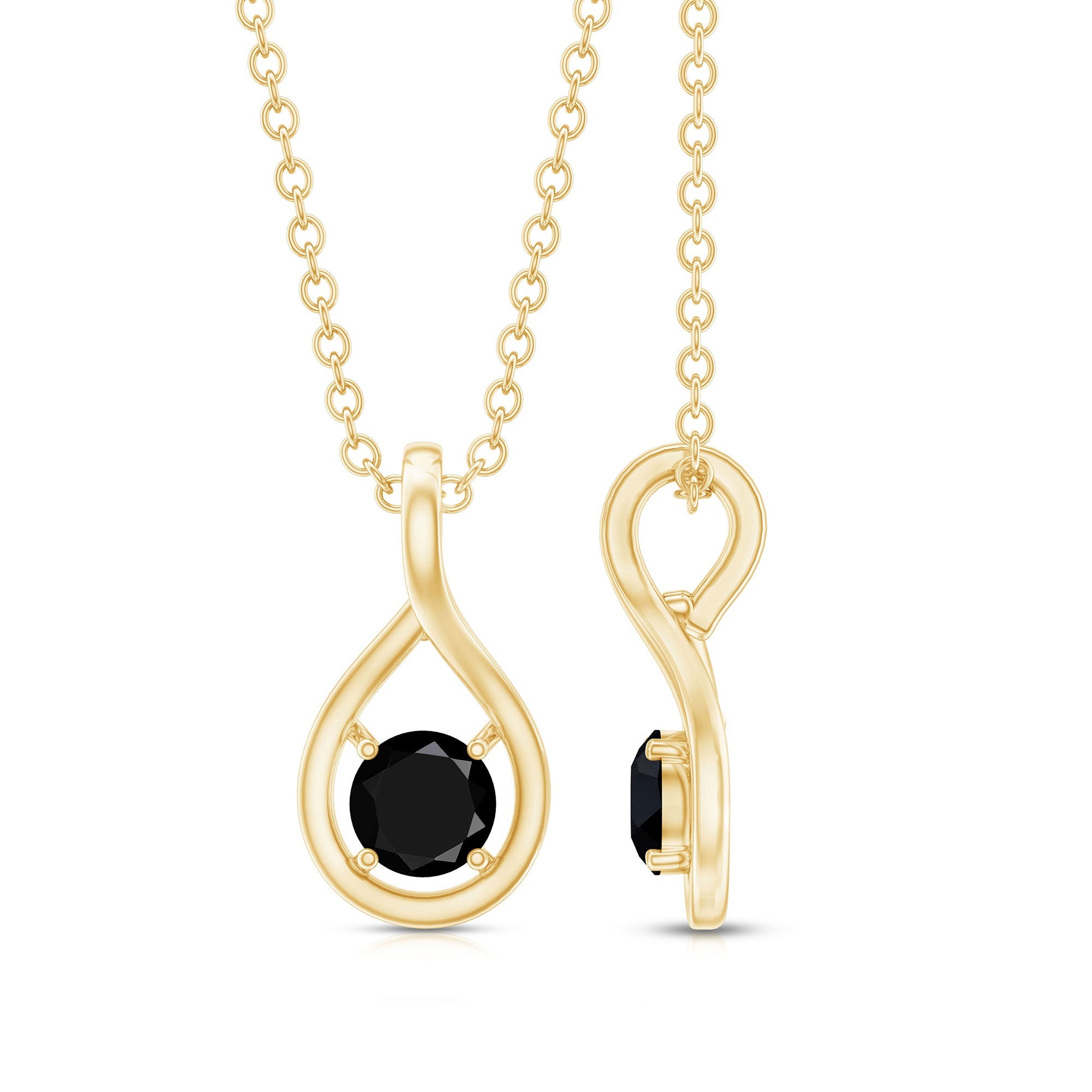 Black Onyx Pendant | Solitaire Pear Shape Teardrop Necklace With AAA Quality Stone