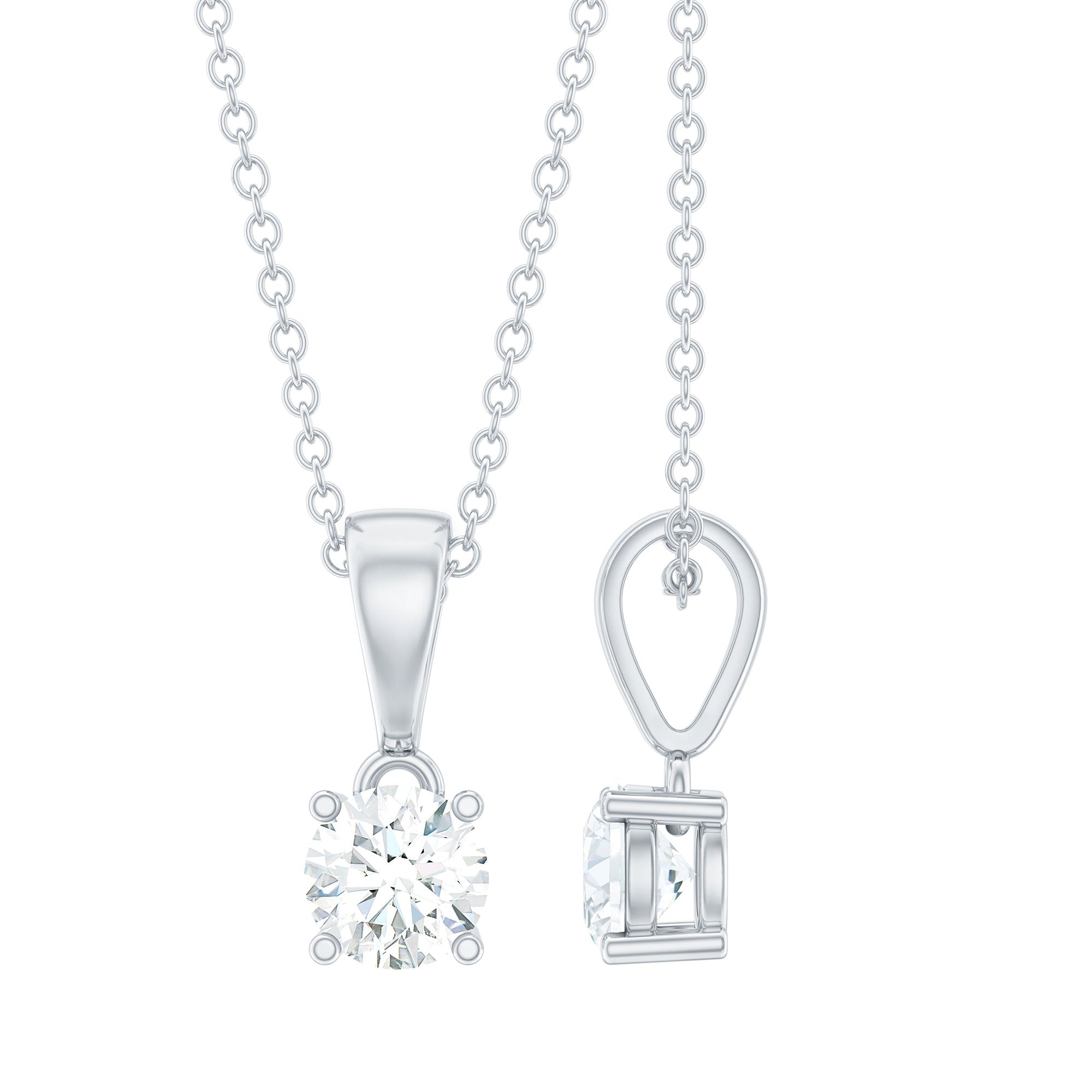 Round 0.4 Carat Brilliant Cut Lab Diamond Solitaire Necklace for Women