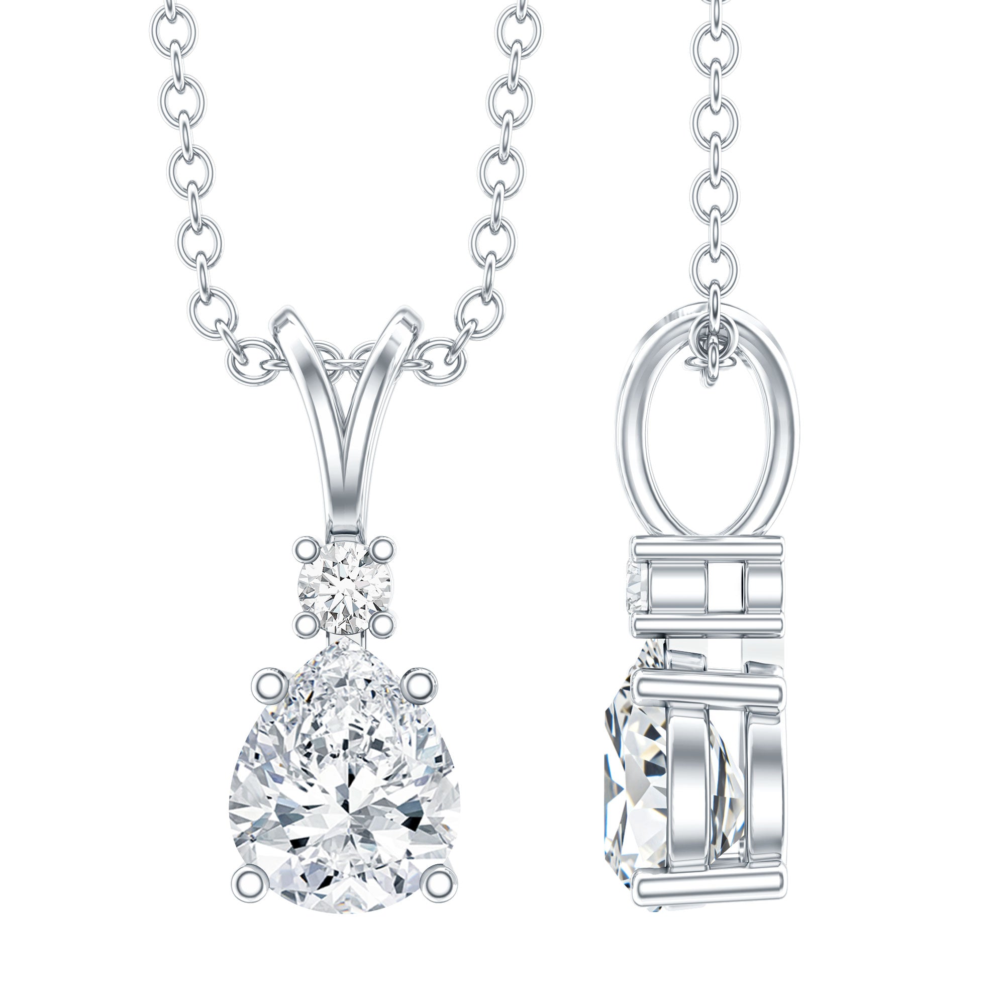 0.3 Carat Lab Grown Diamond Teardrop Pendant Necklace