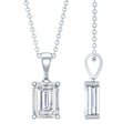 6X8mm Emerald Cut Cubic Zirconia Solitaire Necklace With Silver Chain