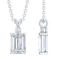 Certified 1.87 Carat Emerald Cut Cubic Zirconia Pendant Necklace with Silver Chain