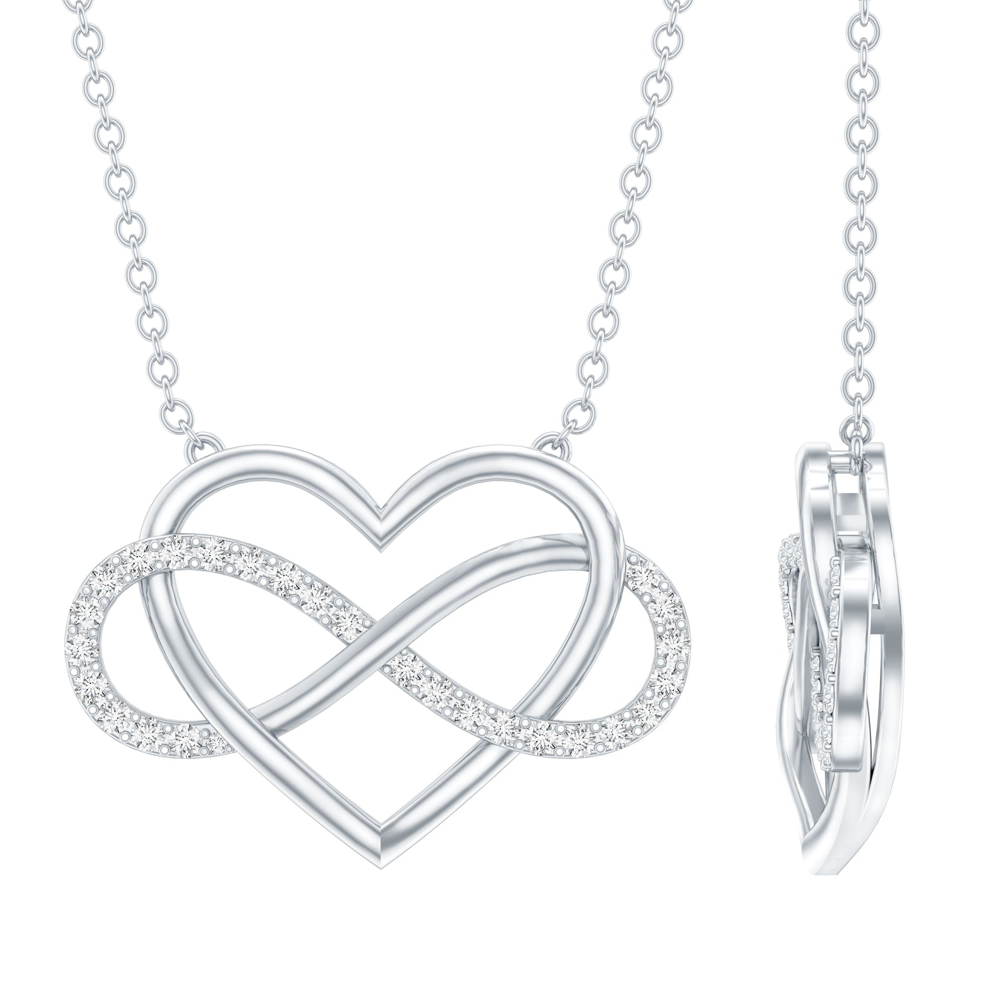 Diamond Infinity Heart Necklace – Sparkling Pave Setting Fine Jewelry Gift