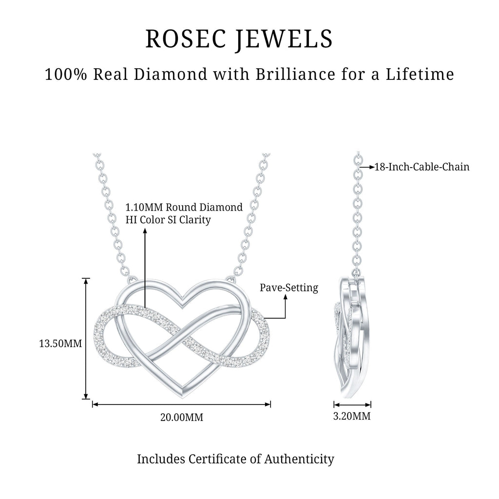 Diamond Infinity Heart Necklace – Sparkling Pave Setting Fine Jewelry Gift
