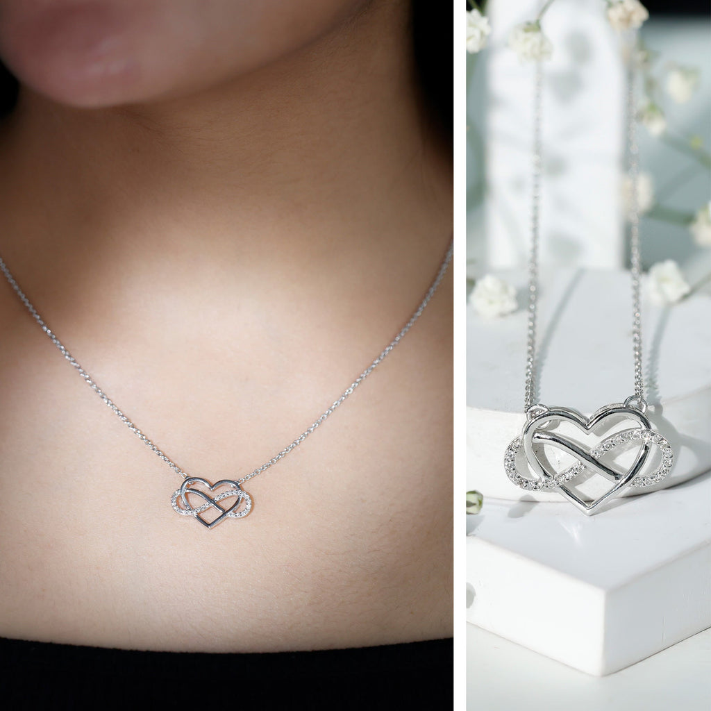Diamond Infinity Heart Necklace – Sparkling Pave Setting Fine Jewelry Gift