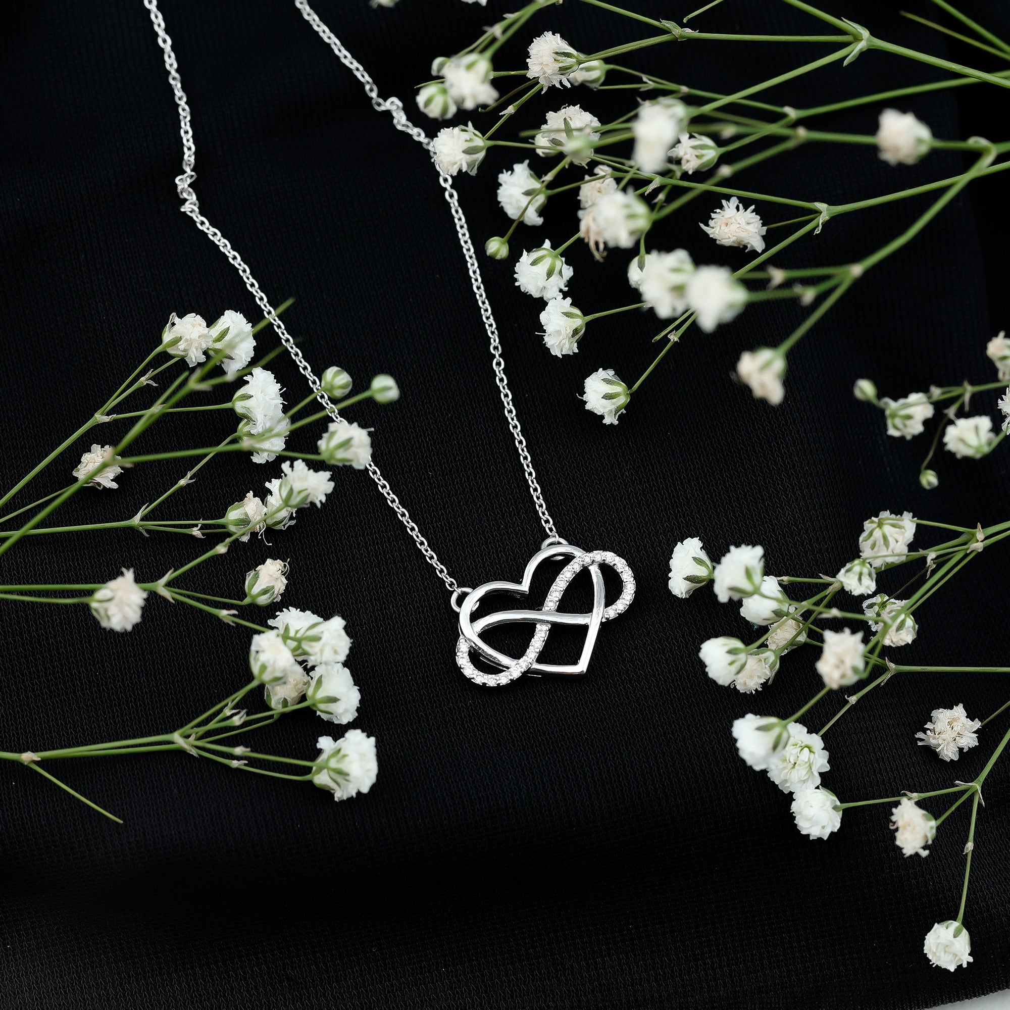 Diamond Infinity Heart Necklace – Sparkling Pave Setting Fine Jewelry Gift