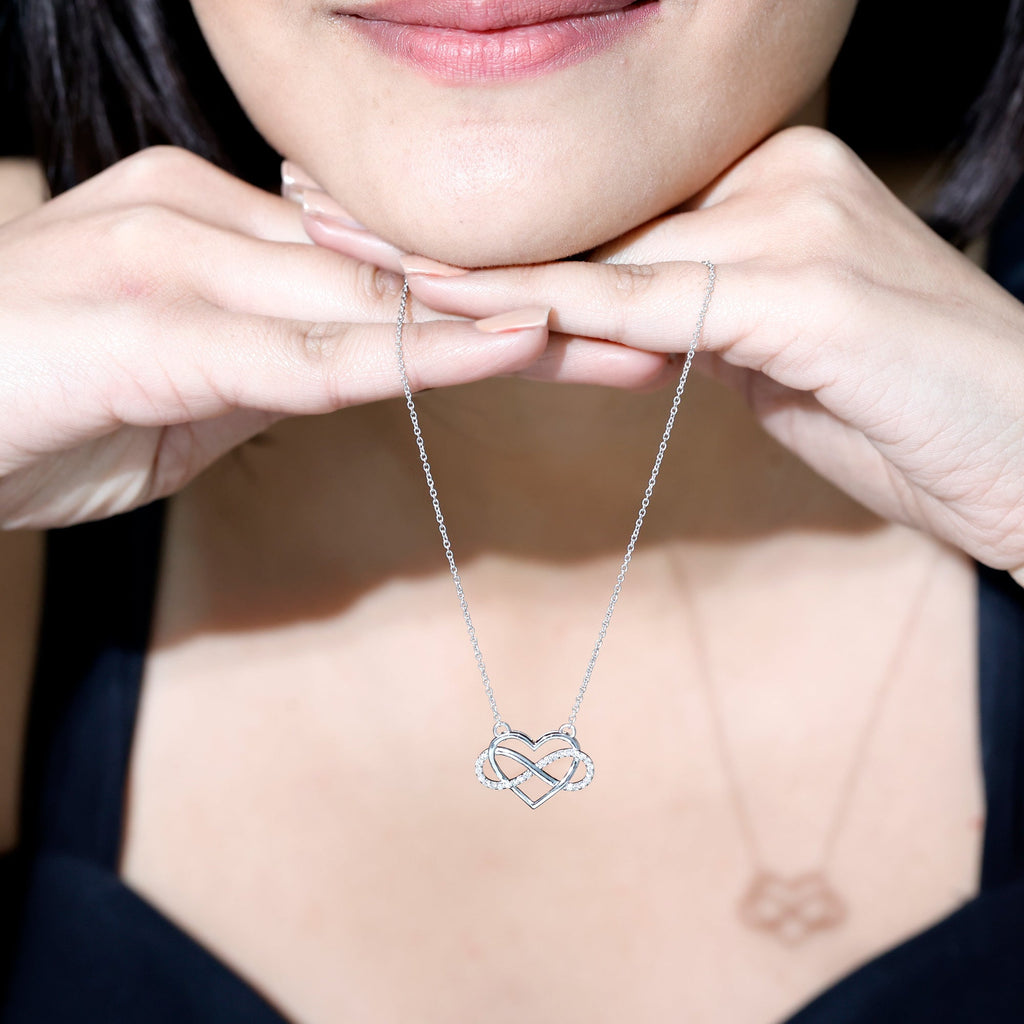 Diamond Infinity Heart Necklace – Sparkling Pave Setting Fine Jewelry Gift