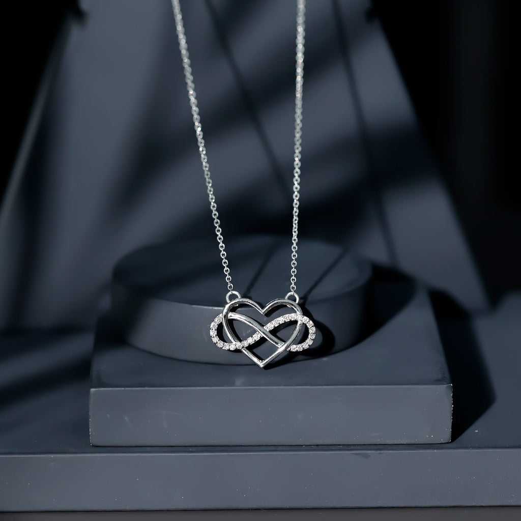 Diamond Infinity Heart Necklace – Sparkling Pave Setting Fine Jewelry Gift