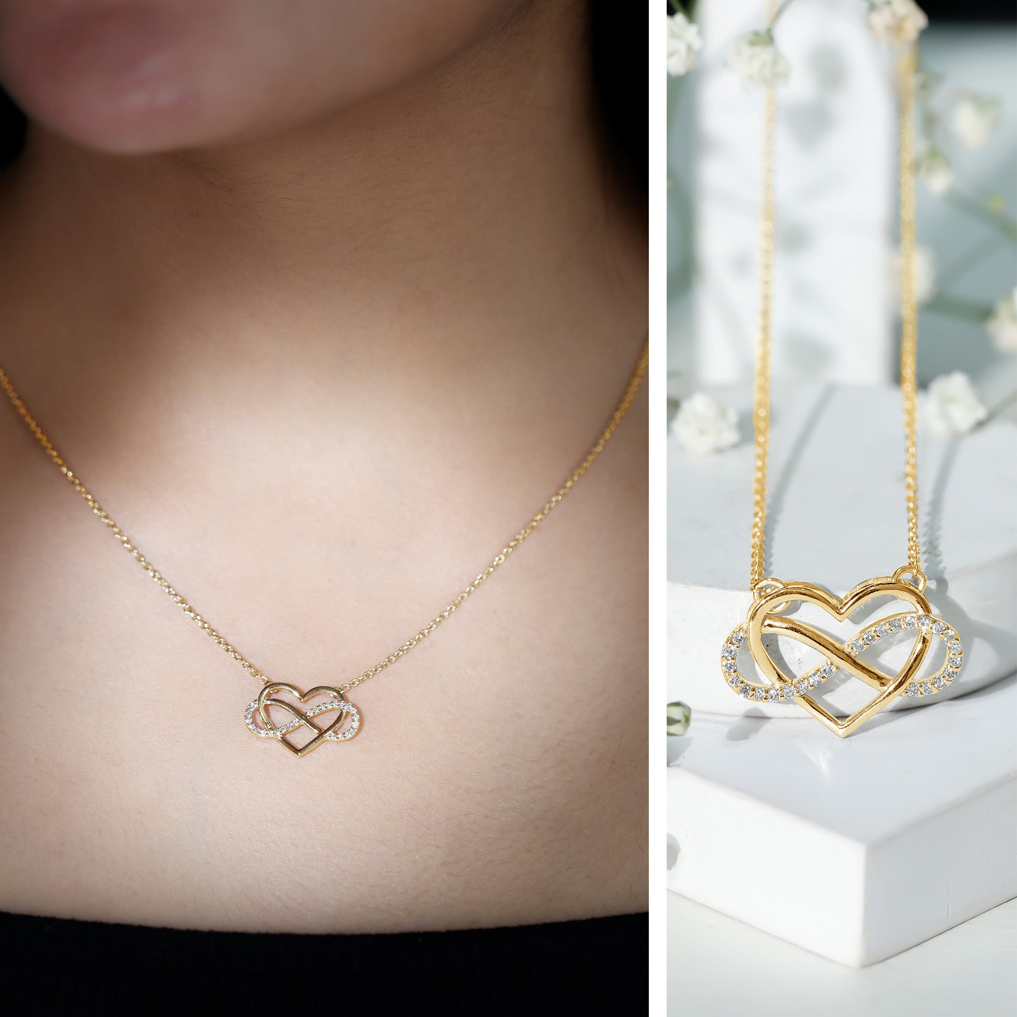 Diamond Infinity Heart Necklace – Sparkling Pave Setting Fine Jewelry Gift