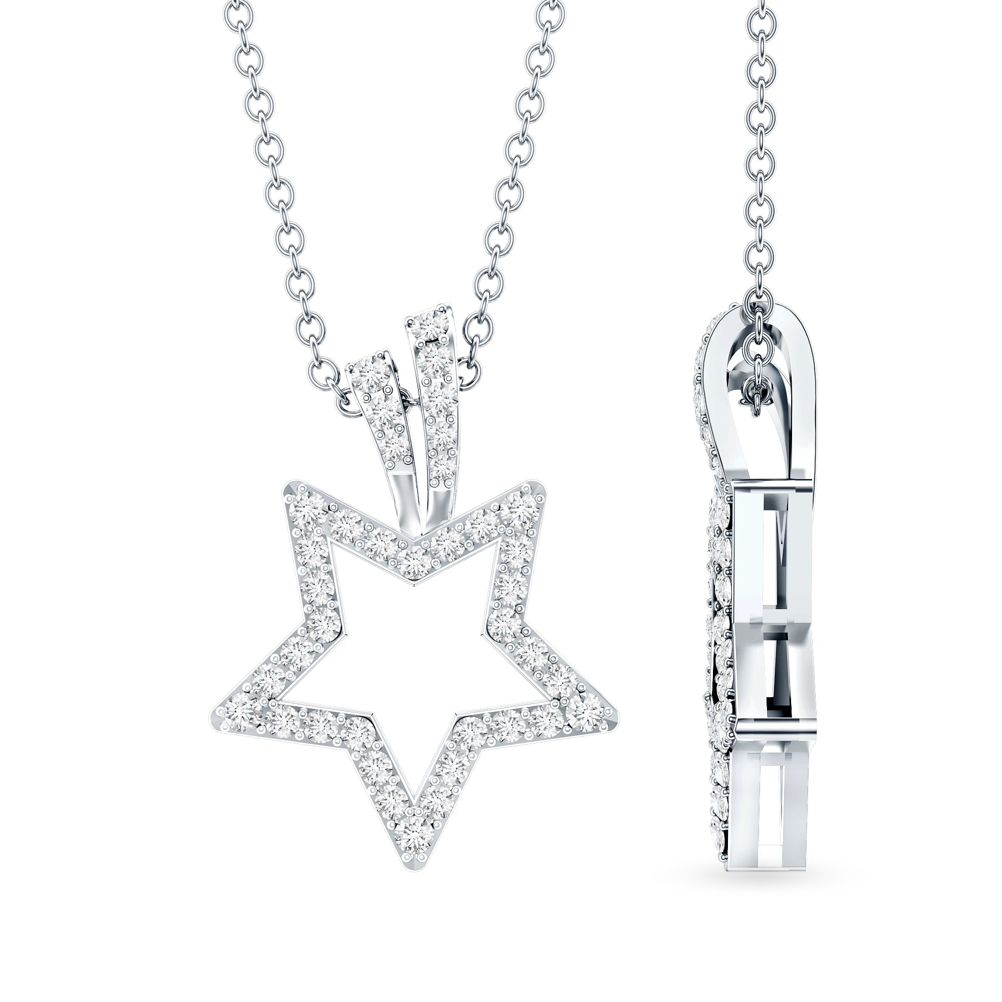 Diamond Star Pendant – Real Diamond Necklace With Prong Setting For Women