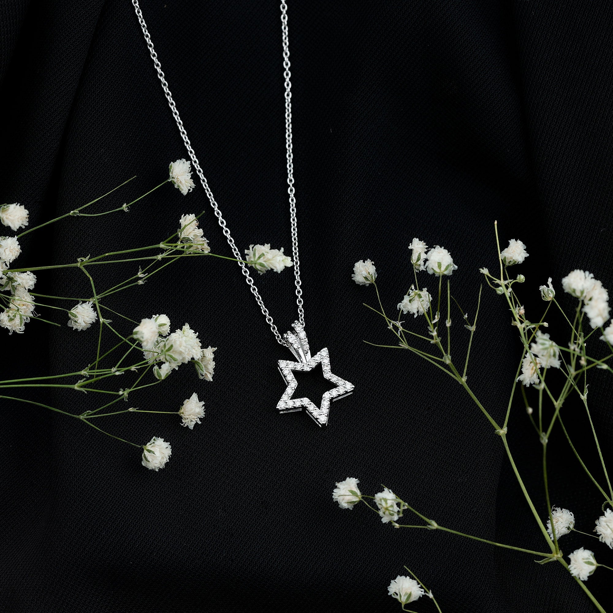 Diamond Star Pendant – Real Diamond Necklace With Prong Setting For Women
