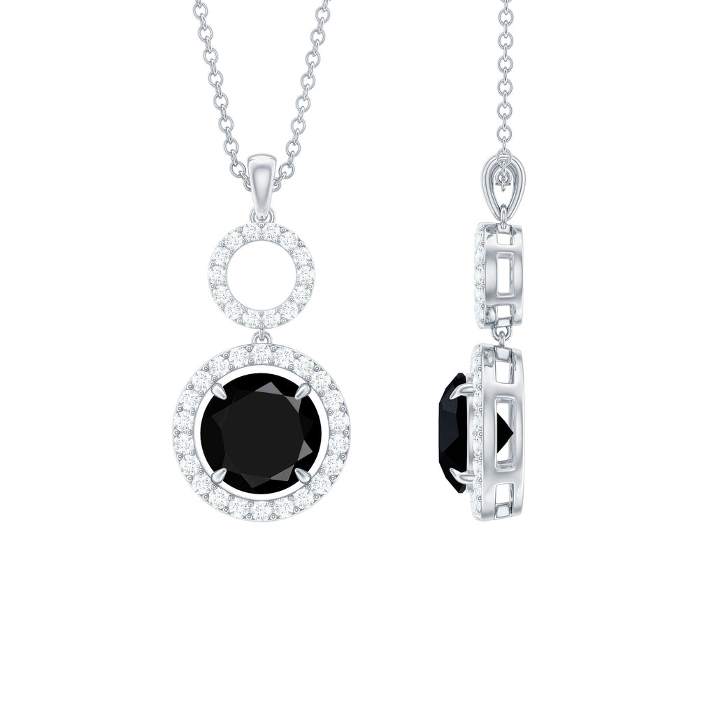Classic 2 Carat Black Onyx Diamond Drop Necklace