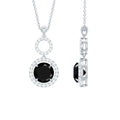 Classic 2 Carat Black Onyx Diamond Drop Necklace