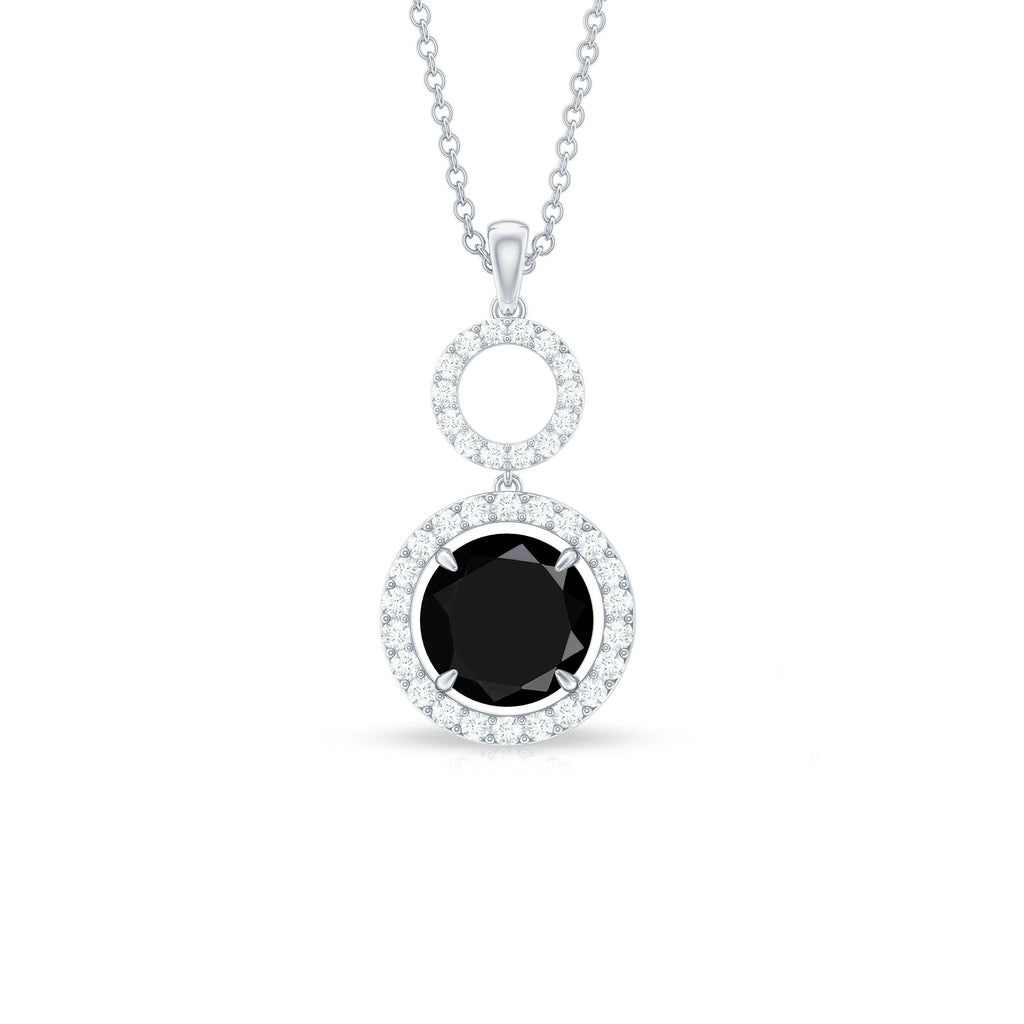 Classic 2 Carat Black Onyx Diamond Drop Necklace