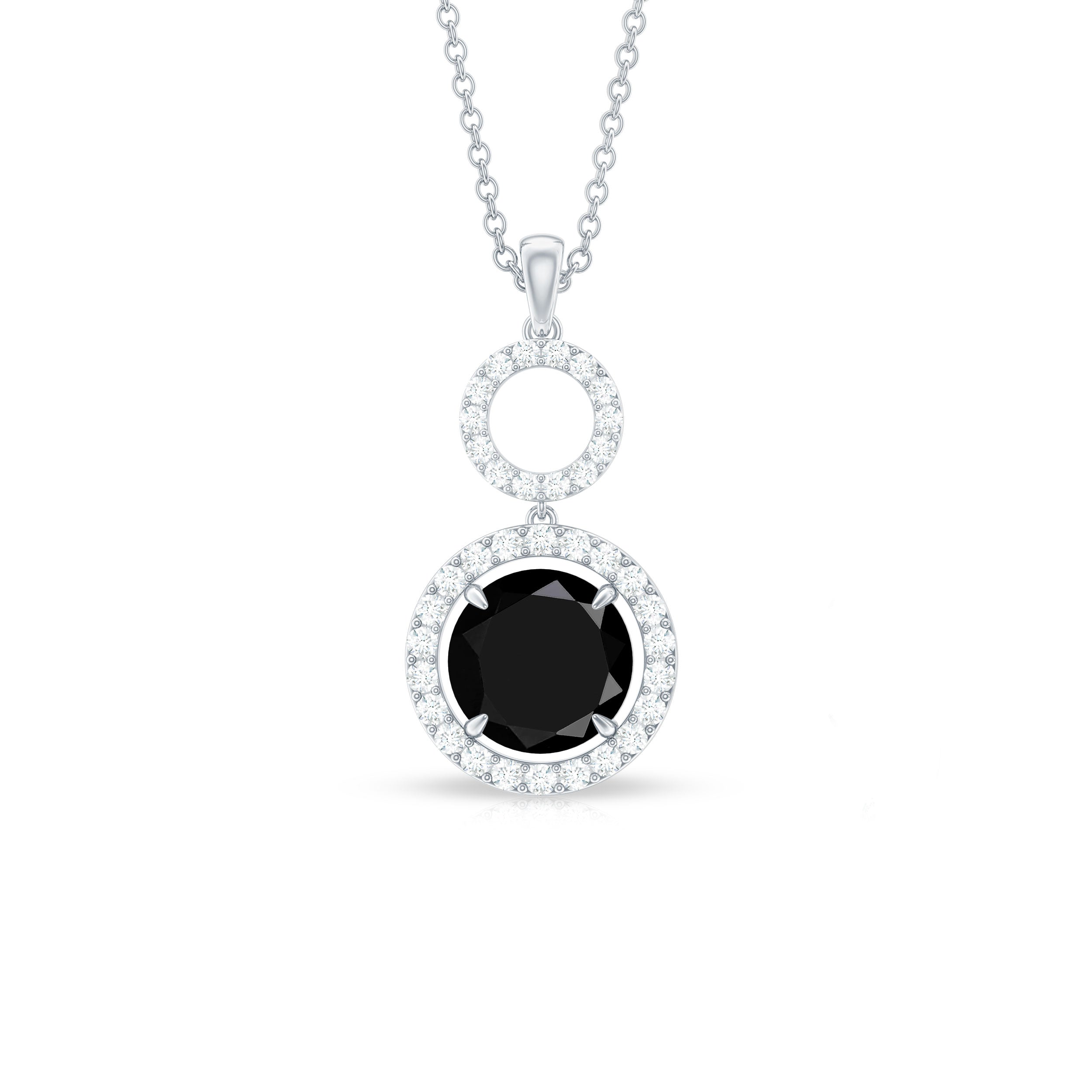 Classic 2 Carat Black Onyx Diamond Drop Necklace