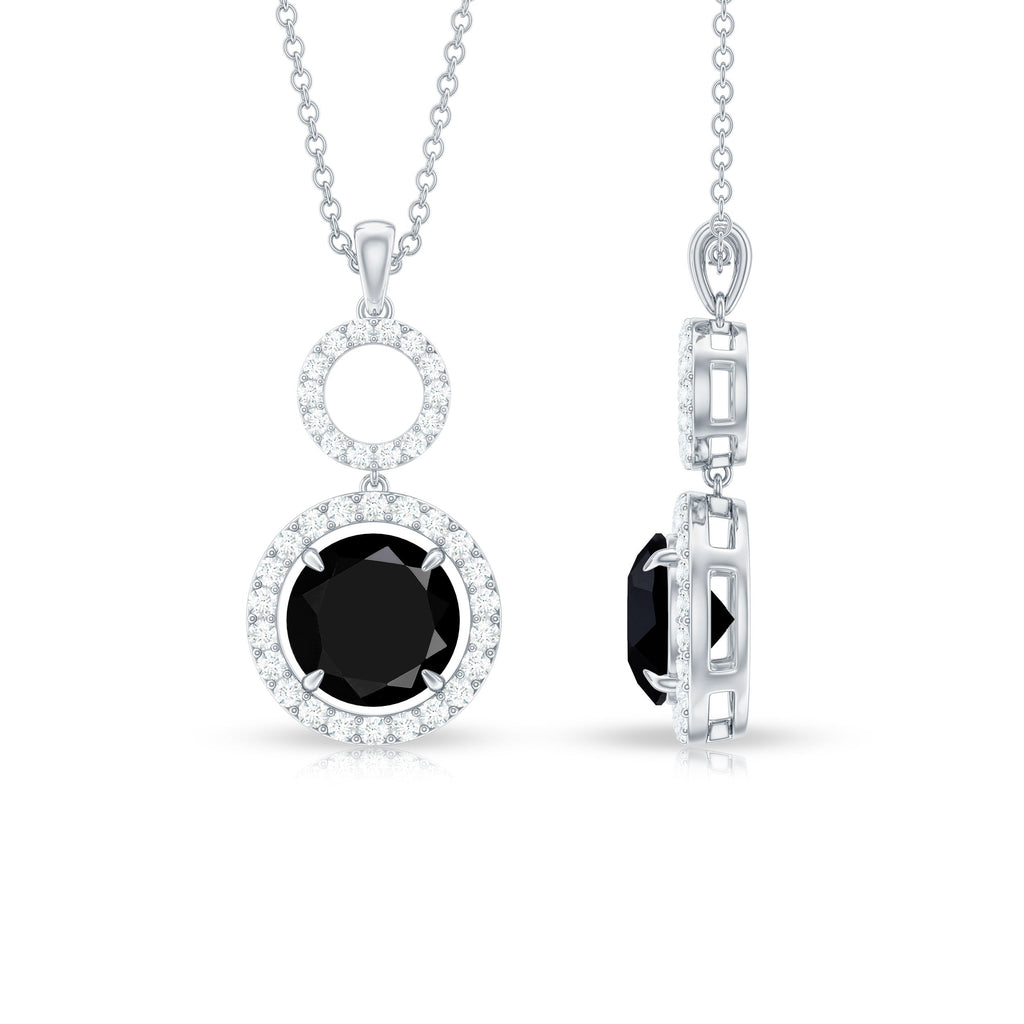 Classic 2 Carat Black Onyx Diamond Drop Necklace