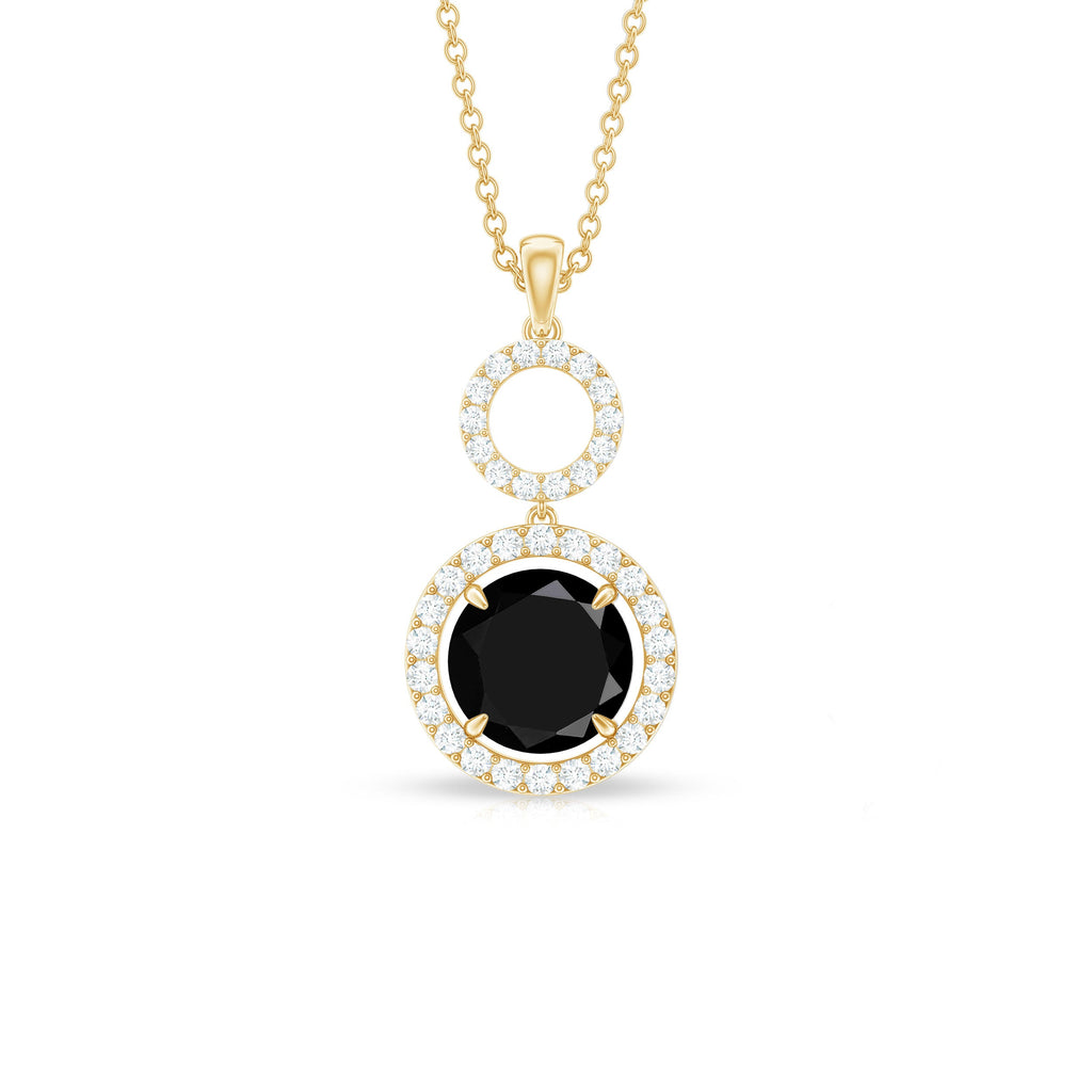 Classic 2 Carat Black Onyx Diamond Drop Necklace