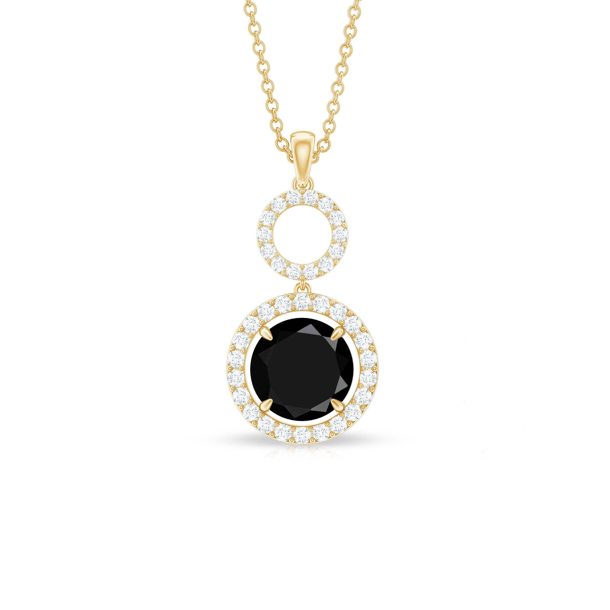 Classic 2 Carat Black Onyx Diamond Drop Necklace