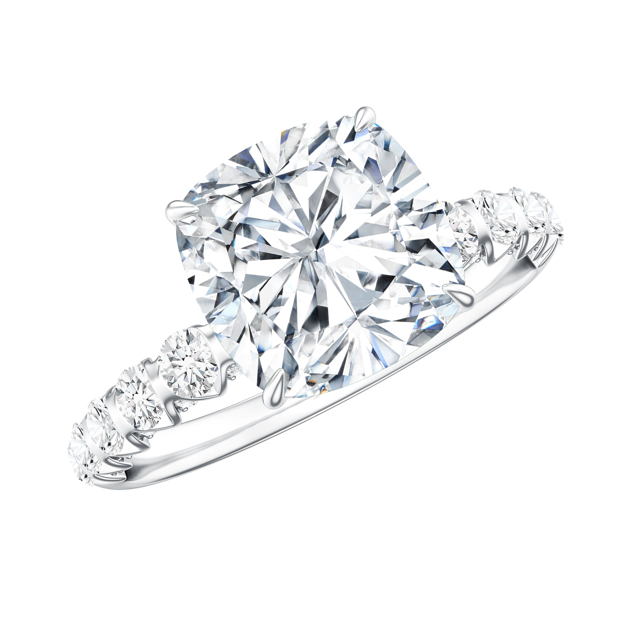 Cushion Cut Moissanite Solitaire Engagement Ring for Women