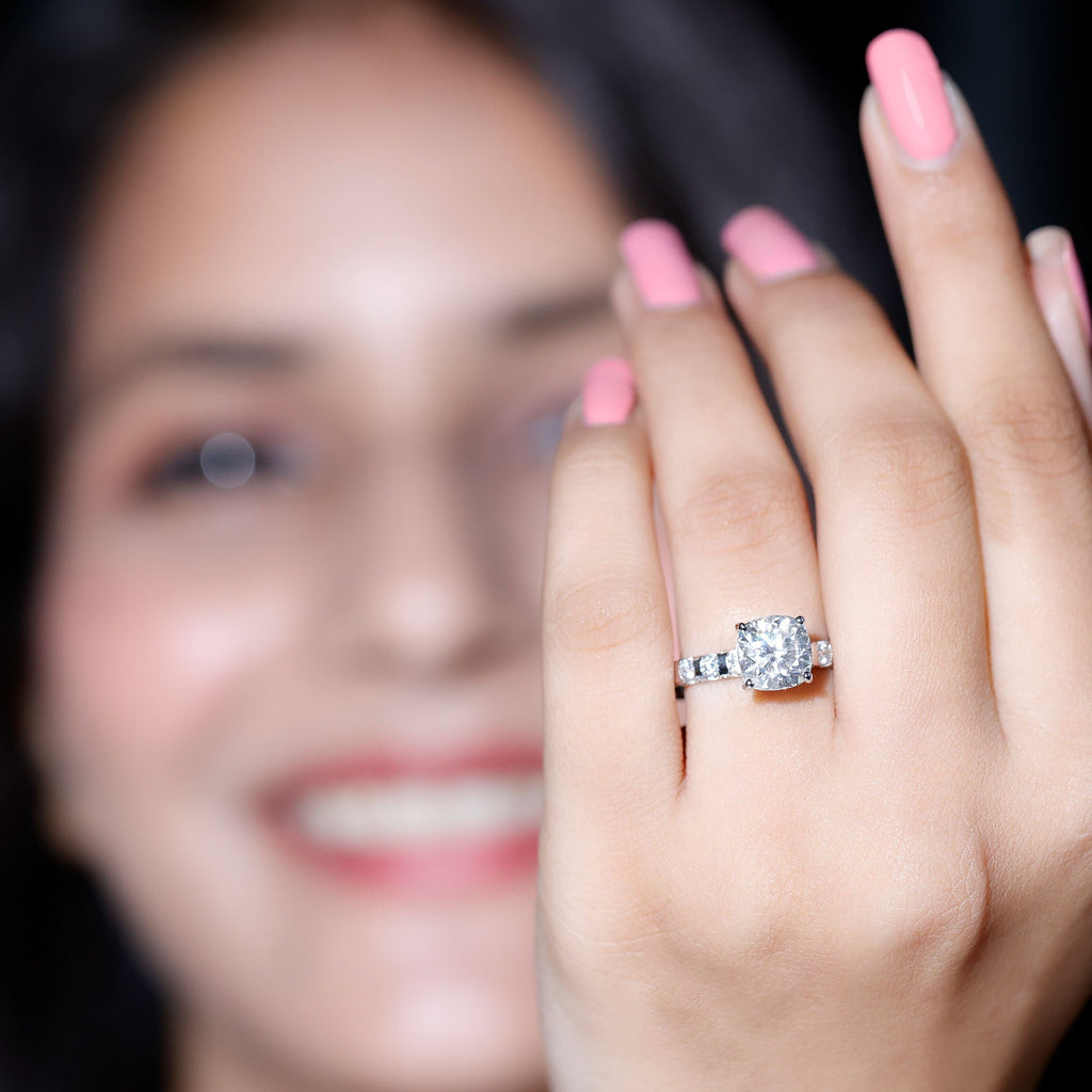 Cushion Cut Moissanite Solitaire Engagement Ring for Women