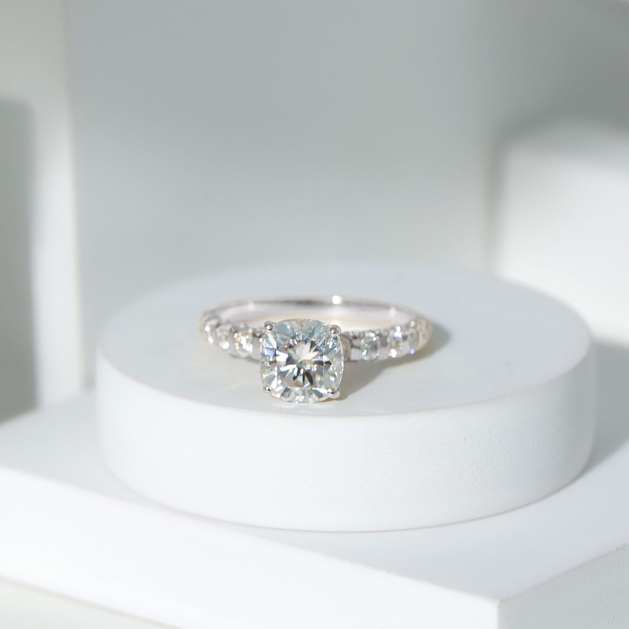 Cushion Cut Moissanite Solitaire Engagement Ring for Women