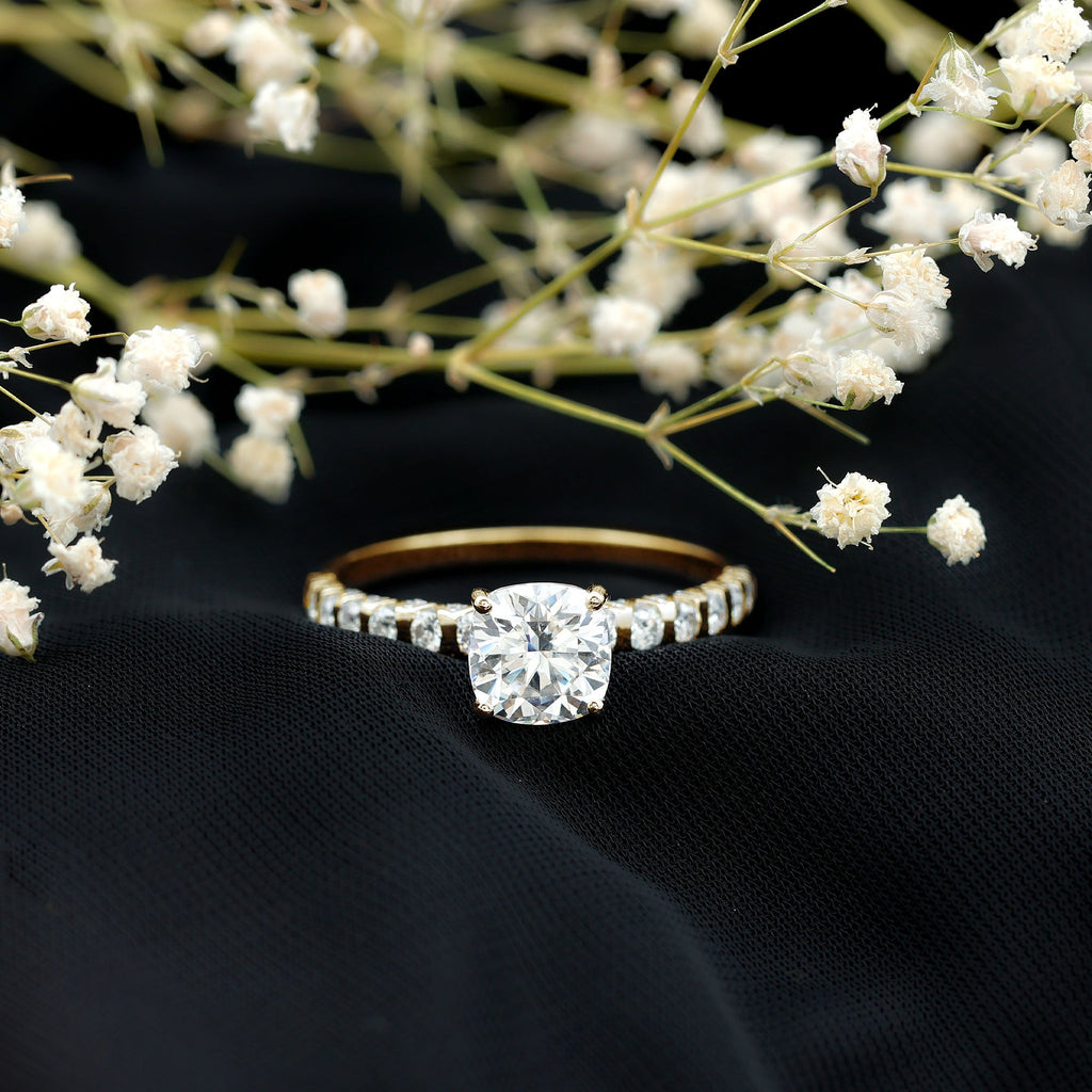 Cushion Cut Moissanite Solitaire Engagement Ring for Women